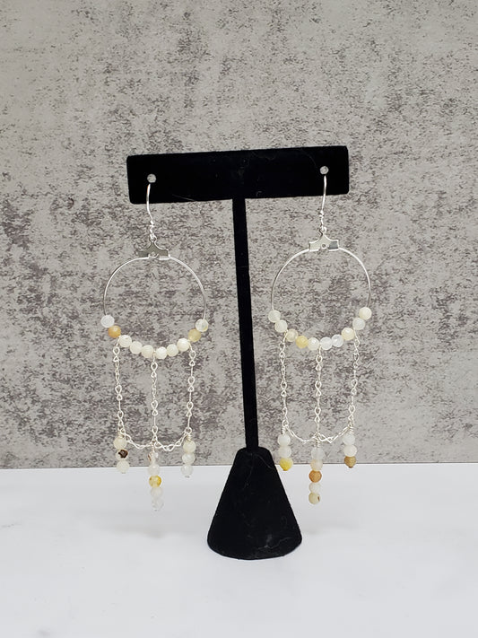 Fire Opal Dangling Hoops