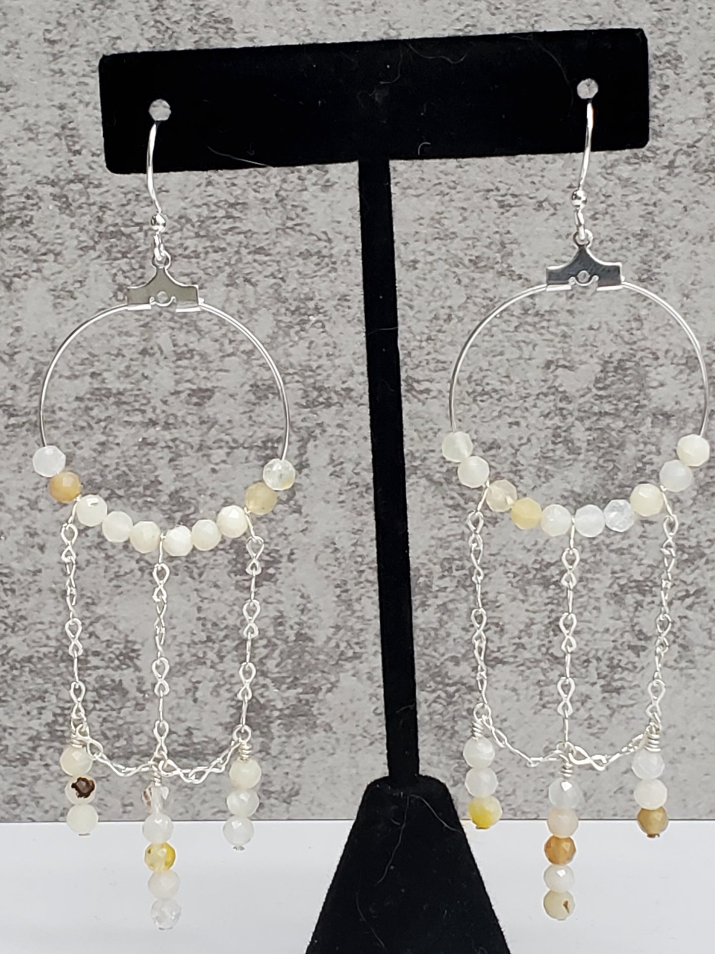 Fire Opal Dangling Hoops