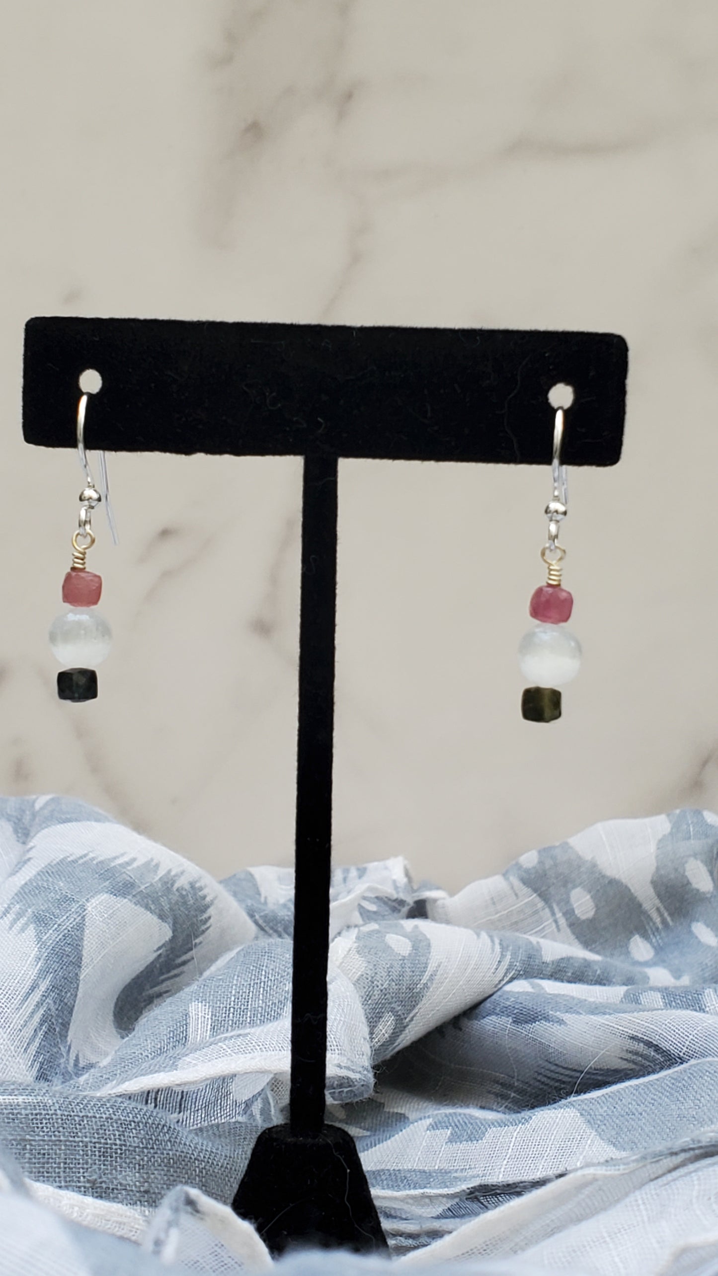 Watermelon Selenite Drop Earrings