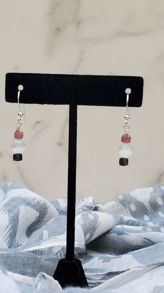 Watermelon Selenite Drop Earrings