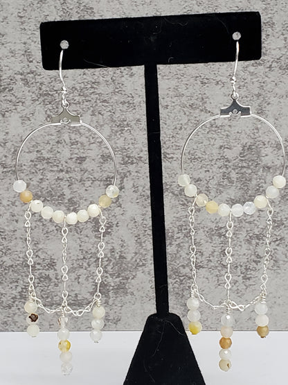 Fire Opal Dangling Hoops
