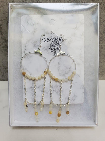 Fire Opal Dangling Hoops